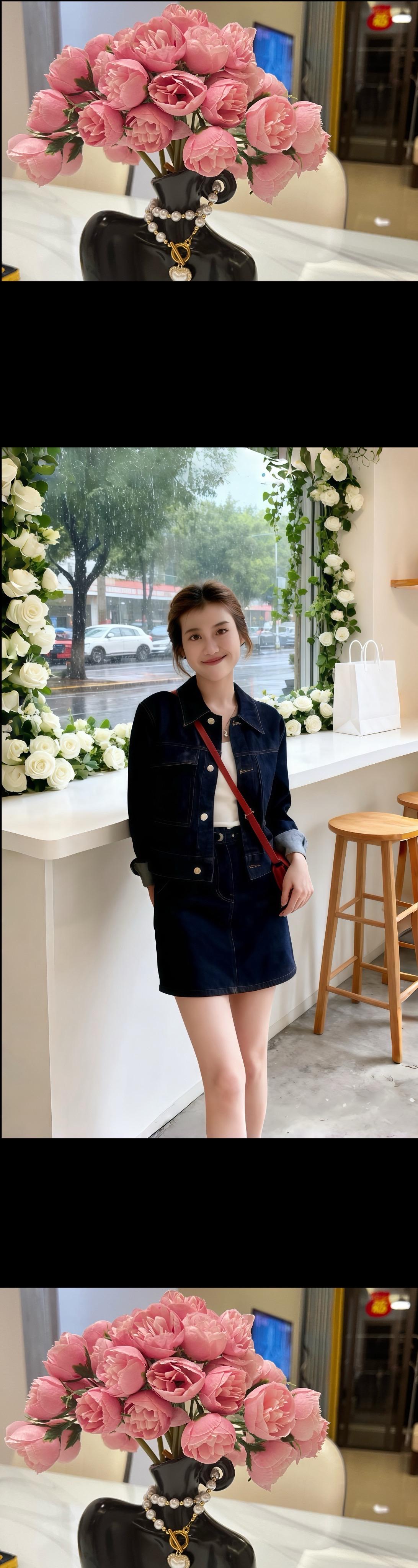 春秋新款港风复古牛仔气质外套半身裙套装。苏晚在巷口旧书店翻到1993年的时尚杂志时,身后忽然传来快门声。 她回头,撞进陆屿带着笑意的眼眸。身上浅靛蓝牛仔外套还沾着晚风,同色系半裙裙摆随转身轻晃,后腰金属扣在夕阳下泛着冷光。 “抱歉,”他晃了晃相机,“你的穿搭和这面红砖墙太配了。” 苏晚指尖攥紧杂志边缘,凉意从牛仔面料漫上来。她没接话,却在他递来洗好的照片时,看见背面写着:明天同一时间,想拍你外套口袋插着白玫瑰的样子。#ootd穿搭 #港风复古穿搭 #牛仔套装穿搭 #春秋穿搭 #优雅气质