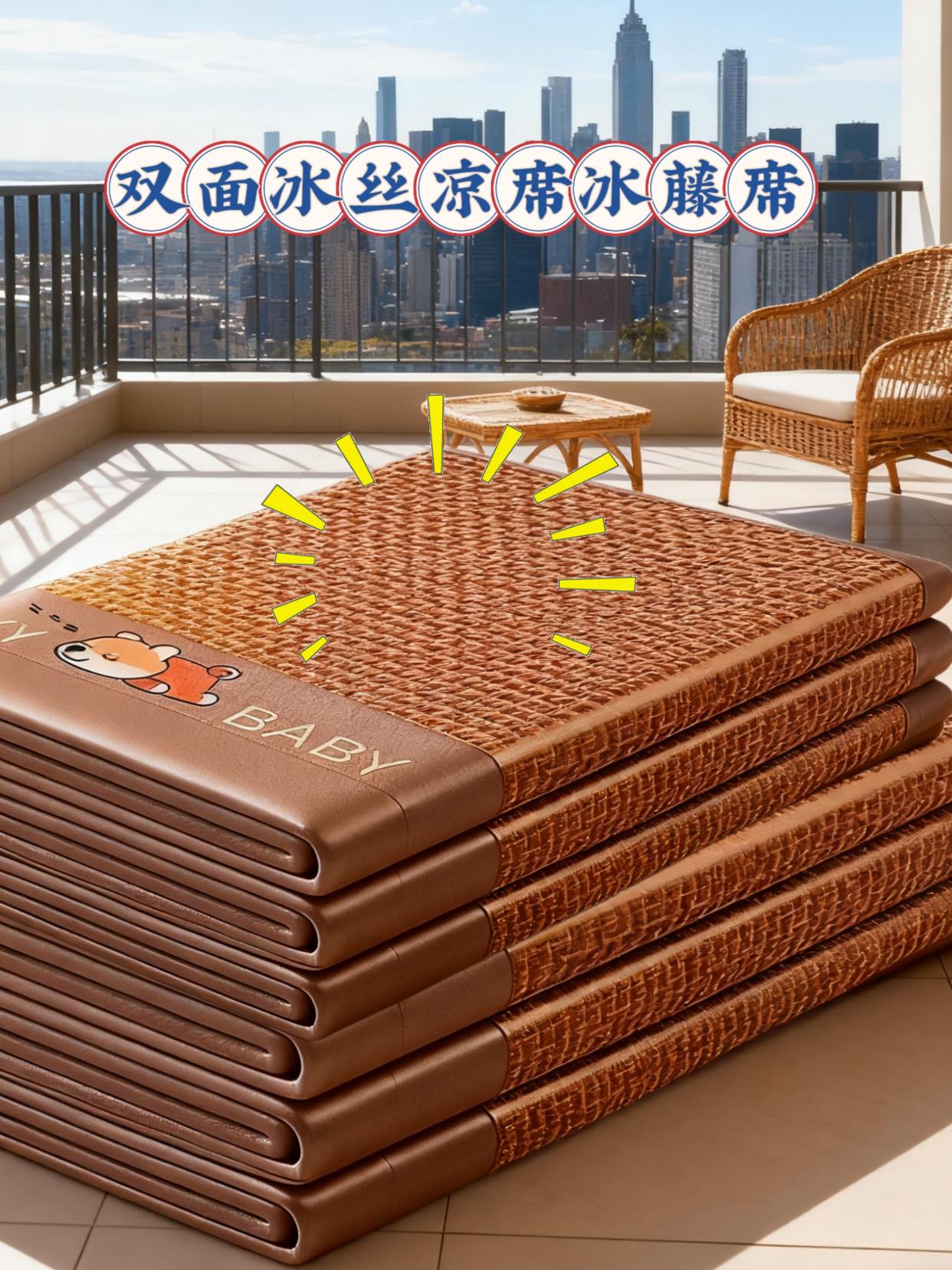 双面冰丝凉席冰藤席。家人们天气越热呀,就想有一款好的凉席。给大家看看这款凉席,它是纯天然藤编制而成的,摸起来光滑无毛刺,睡上去冰而不凉,很舒服,而且它的尺寸有很多,可以满足各种需求,喜欢的朋友赶紧试试吧#冰丝凉席#居家必备#每日分享#收纳方便#不占空间