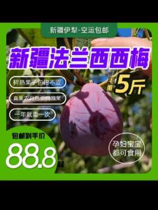 新疆伊犁自产自销西梅当季新鲜水果法兰西甜西梅孕妇辅食冷鲜包邮