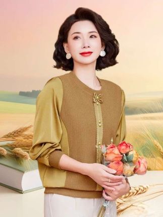 #中老年针织衫女 #妈妈春秋针织衫外套 #宽松针织衫女 #妈妈春秋外套 #妈妈装春秋长袖上衣