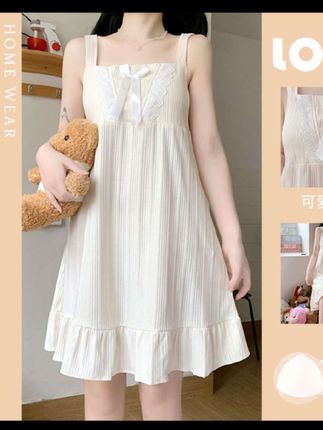 #创作灵感 带胸垫夏季吊带睡裙女款网红爆款2024新款荷花边睡衣公主风家居服#夏季新款 #内搭外穿都好看 #超便宜超划算