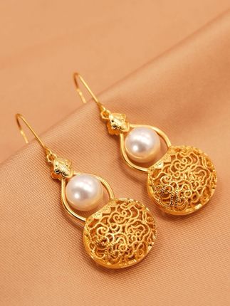 铜合金仿珍珠耳饰 葫芦耳饰女古典耳环ins中国风珍珠耳坠吊坠项链#仿珍珠耳饰 #吊坠项链 #时尚饰品 #项链 #耳环