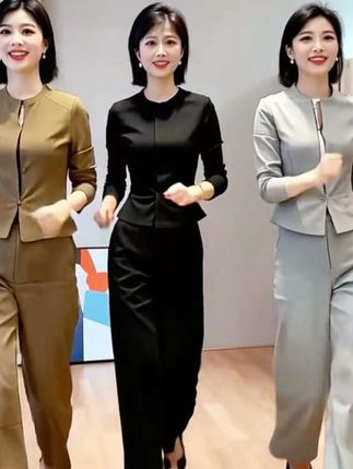 巨好看的早秋一整套大方得体小香风掐腰浅灰色衬衫套装裤#日常搭配 #通勤搭配 #职场穿搭