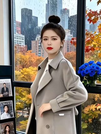 #秋冬穿搭#韩系穿搭#秋冬新款毛呢百搭长款大衣#女神穿搭#早秋穿搭