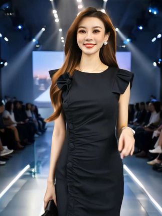 包臀裙黑色法式连衣裙长裙复古风后妈裙中长裙气质#气质女神穿搭 #高级感穿搭 #穿出自己的风格#谁穿谁好看