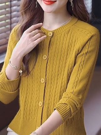 秋季新款长袖开衫女显瘦遮肚子春秋外套亲肤老钱风女士宽松针织衫#女装 #时尚女装 #女装女装 #针织衫 #百搭上衣