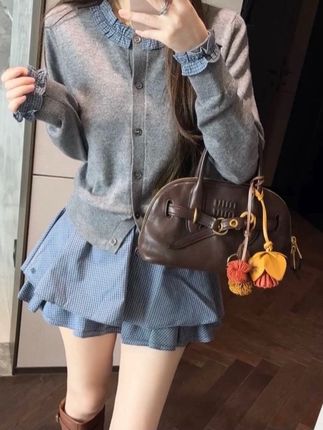 【miu系韩系经典百搭针织开衫+格纹半身裙裤套装秋季新款女A1523】#穿搭分享 #女装穿搭 #穿搭技巧 #分享穿搭 #每日分享