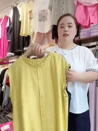 (大码女装)—8505夏季新款花边减龄纽扣设计感减龄显瘦休闲上衣#时尚穿搭 #穿出高级感 #夏季新款