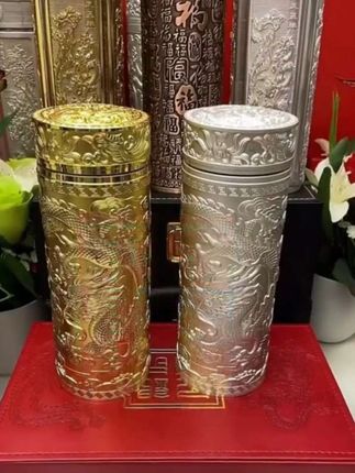 龙凤呈祥银杯子刻字便携双层家用银离子水杯子创意保温杯#生活用品 #高端大气上档次 #好东西一起分享 #实用好物 #送长辈朋友最佳礼品