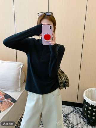 远红外发热锁温半拉链秋冬修身百搭立领显瘦纯色徳绒打底上衣899