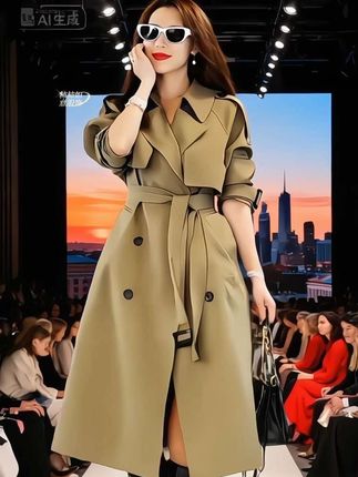 中长款风衣女2025春秋新款英伦风宽松显瘦收腰气质高级感大衣外套#风衣#森系少女感穿搭 #早秋穿搭三分钟出门不是梦 #秋季微胖穿搭测评 #秋季不露腿穿搭