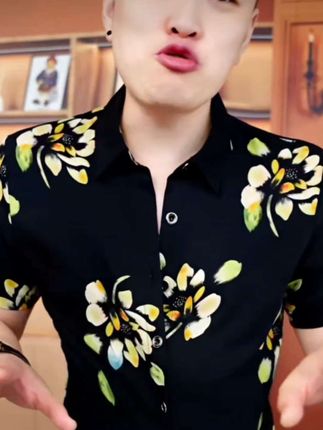 《夜之绽放》夏季衬衫商务休闲个性男士百搭潮流时尚修身翻领帅气#谁穿谁好看 #穿出高级感 #又美又飒 #夏季穿搭 #爆款热卖中