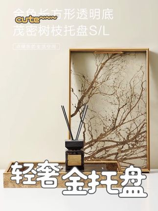 特别有质感轻奢宫廷风金色长方形透明底茂密树枝高级感托盘#托盘 #高级感托盘 #收纳托盘 #家居软装搭配 #收纳托盘摆件