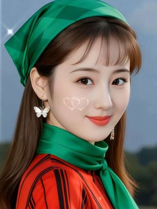 #绿头巾 #谁拍谁好看 #红色条纹 #旗袍美人