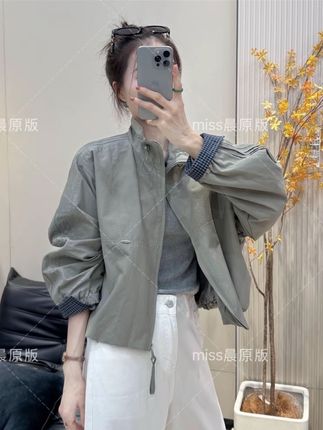 #韩系穿搭 韩版立领短款外套女2025秋季新款时尚欧洲站宽松风衣休闲夹克上衣#夹克外套 #酷女孩穿搭 #又美又飒 #高级穿搭