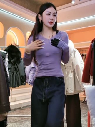 Jessy/洁思 山茶花润肤法式蕾丝V领肌底衣发热保暖隐形秋冬套装HX#美肤衣 #穿搭分享 #女装穿搭 #套装 #穿搭分享