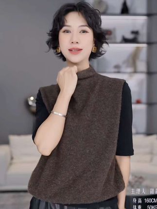 TT设计师【智性衣橱】日系高级感复古半高领羊毛针织马甲#穿出高级感 #简约穿搭 #时尚减龄穿搭 #美出新高度 #气质范