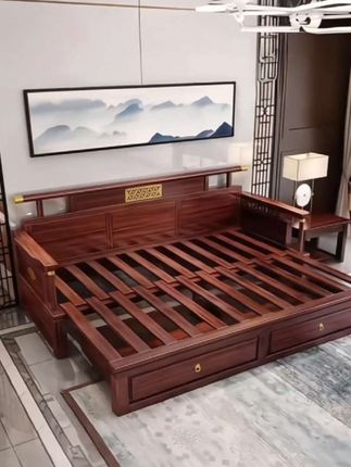 #上热门 可是沙发又是床的罗汉实木沙发床#罗汉床#伸缩床#两用沙发床