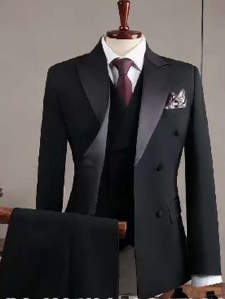 高档双排扣塔士多礼服套装 男士新郎结婚主持人商务戗驳领西服#西服套装