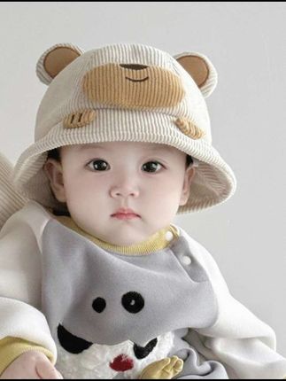 婴儿秋冬季保暖防风可爱渔夫帽,男女童小月龄超萌小熊盆帽#帽子 #宝宝帽子 #儿童帽子 #也太可爱了吧 #保暖帽