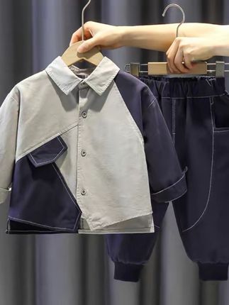 儿童秋季洋气衬衫套装,舒适帅气又好穿#秋季衬衫 #儿童衬衫套装 #小黄车直接购买 #舒适好穿又好搭