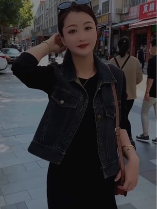 #女牛仔马甲#女士穿搭
