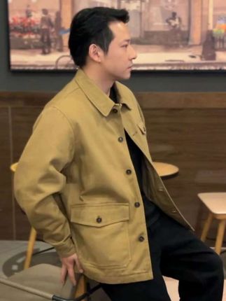 纯棉重磅复古宽松长袖中长款风衣外套秋季经典百搭Z#谁穿谁好看 #经典 #百搭 #男士外套 #风衣