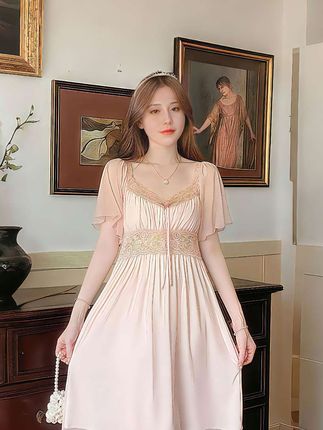 #带胸垫睡裙 #公主风睡裙 #舒适睡衣 #甜美穿搭 #仙人睡衣