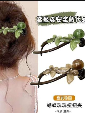 【蝴蝶发夹网红扭扭夹随手盘头饰一字抓夹发卡复古珠珠发饰气质百搭】#简单好看发型 #编发最美编发 #日常发型 #我的发型我做主 #编发教程每天分享