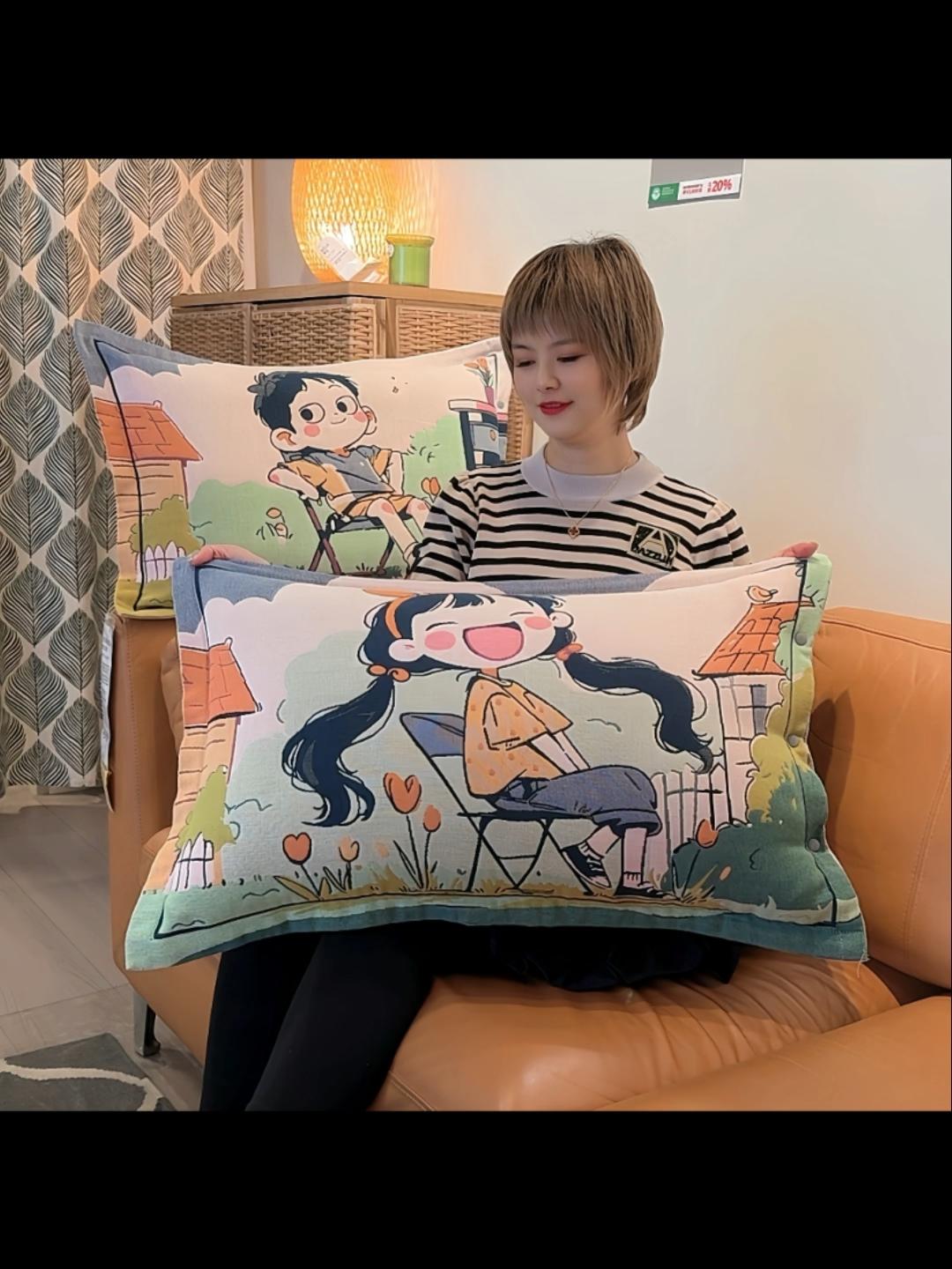 枕套。情侣款枕套一对48x74cm加大厚枕头套家用成人纯棉纱布枕巾套吸汗#创作灵感##面料柔软亲肤 #家居好物 #吸汗@巨量千川 @DOU+小助手