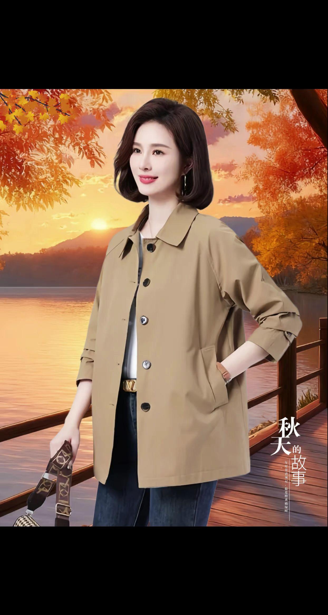 风衣女中长款2025早春小个子气质中老年妈妈休闲大码薄款春秋外套#2025年秋季都流行穿什么 #秋季不露腿穿搭 #早秋不费力显贵穿搭 #早秋穿搭公式来了 #早秋高智感职场穿搭@抖加🔥上热门🔥dou+🔥热点宝