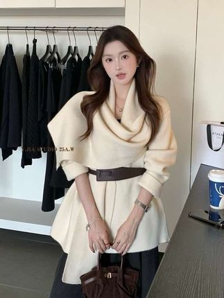 韩系气质松弛氛围感围巾领气质慵懒开衫外套短外套 #强烈推荐#秋冬新款 #今日穿搭 #高级感穿搭 #慵懒风穿搭