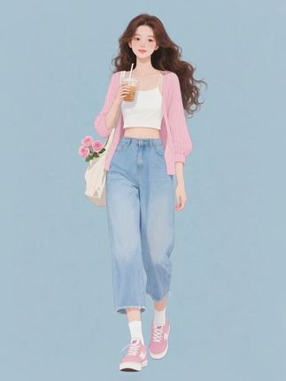 春季穿搭一整套复古港味设计感明线单排扣polo领衬衫阔腿裤套装潮#polo领衬衫阔腿裤套装#阔腿裤套装