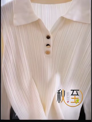 秋季针织衫短款薄款翻领长袖休闲毛衣女