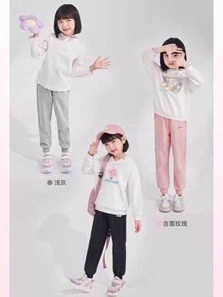 我的天呐~太甜美可爱了!面料柔软亲肤!#笛莎#生女儿就要这样穿 #春秋穿搭 #女童卫裤#面料柔软舒适