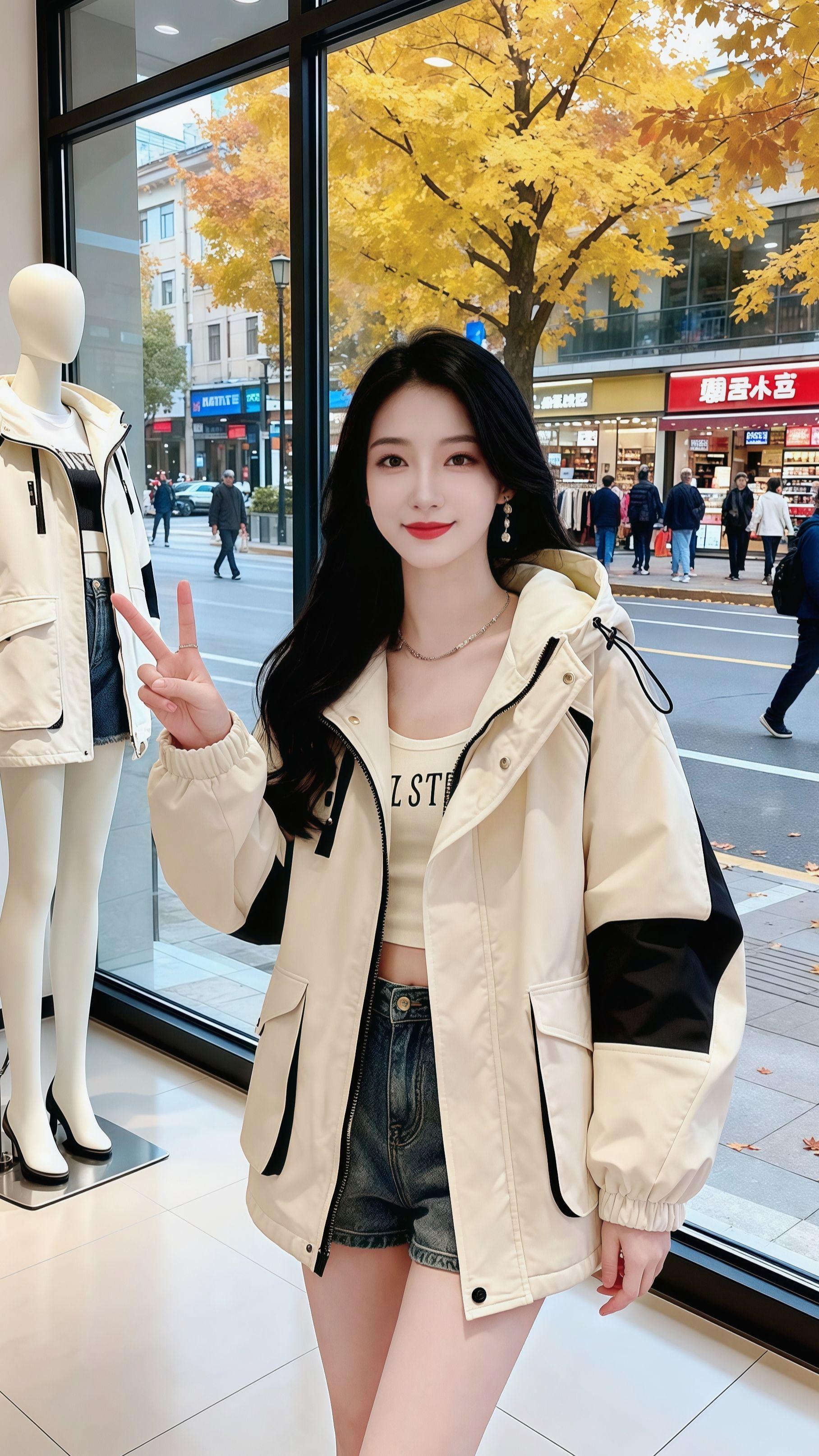 《画布与街角的邂逅》   深秋的画室里,阳光透过巨大的落地窗,在地板上切割出明亮的光斑。苏棠握着画笔,专注地在画布上晕染色彩,米白拼黑的连帽外套袖口随着她的动作轻轻晃动,衬得她周身像笼罩着一层温柔的滤镜。   窗外,梧桐叶黄了大半,风一吹,簌簌落在街角。林屿的车恰好停在画室对面的咖啡店门口,抬眼就瞥见了这幅“画中画”——女孩侧着身,长发卷卷地披在肩头,画笔落下的瞬间,仿佛给整个沉闷的秋天都注入了鲜活的颜料。   他鬼使神差地推开车门,沿着落叶铺就的人行道走到初高中学生少女冲锋衣棉服#女2025年新款冬季防风保暖户外登山外套#甜美穿搭