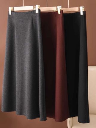 高品质醋酸羊毛半身裙2025新款加绒加厚高腰显瘦气质大摆半身裙