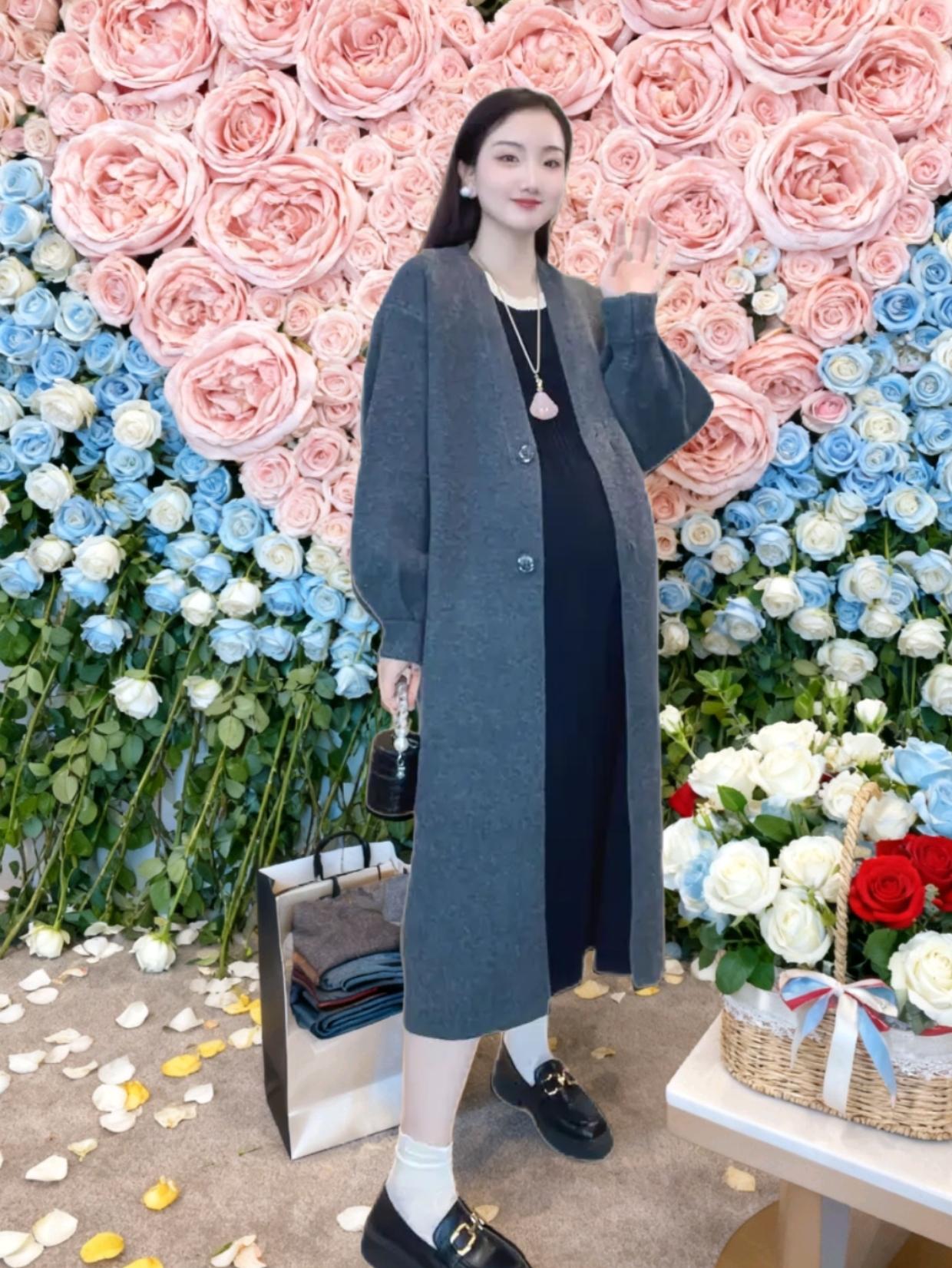 孕妇装秋冬大码时尚开衫长款毛衣外套高品质连衣裙 #温柔穿搭 #甜美穿搭 #优雅气质 #强烈推荐 #孕妇满怀忧伤却流不出泪,极度的疲惫却不能入睡