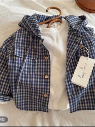 儿童外套2025春秋男女童日系连帽格子衬衫小童宝宝洋气休闲上衣潮#潮童穿搭 #格子控 #春秋穿搭 #条纹控 #面料柔软舒适
