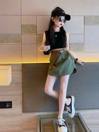 女童套装夏装裙子三件套2025夏季新款韩版A字裙中大童半身裙外穿#夏季三件套 #女童连衣裙 #韩版a字裙 #半生裙套装 #女童套装