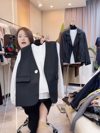西装马甲女2025春秋季新款韩版外搭时尚黑色西服马夹背心外套百搭