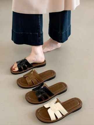 复古法式一字拖鞋女夏外穿软底2025新款网红平底凉鞋休闲凉拖#夏季凉鞋 #时尚美鞋 #女鞋 #凉拖鞋 #百搭鞋子
