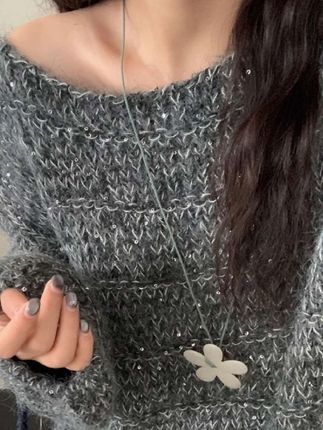 复古慵懒风紫色毛衣女秋冬季新款加厚宽松套头圆领上衣#辣妹穿搭 #女装穿搭 #显瘦搭配 #每日分享 #针织衫