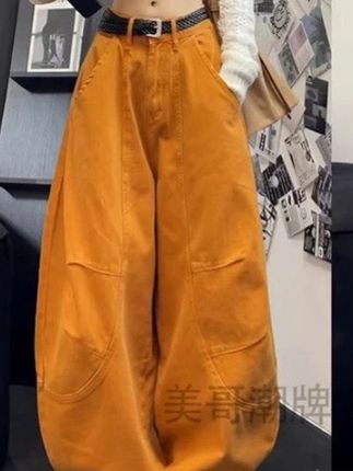 美式街头感宽松牛仔裤女2025年秋季新款百搭裁片洗水弯刀裤#时尚街拍美女 #时髦穿搭 #时尚潮流穿搭 #时尚感穿搭 #女装搭配