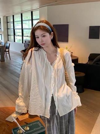 2025秋季新款韩系气质长袖宽松设计感温柔上衣x1217 #夏季穿搭 #女装 #今日穿搭 #裙子法式风 #甜美风穿搭