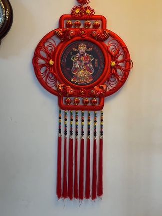#迎财神 喜庆大气的财神桃木挂件,挂家里真的太好看了,寓意还很好#财神爷#中国结 #桃木中国结 #中国结挂件