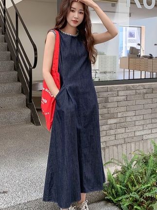 蓝色牛仔连衣裙女2025夏新款复古气质宽松显瘦绣花圆领A字裙长款#夏季穿搭 #高级感穿搭 #优雅气质 #时髦穿搭 #夏天该有的样子