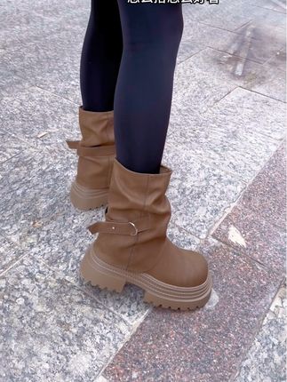 英伦增高小短靴#短靴女