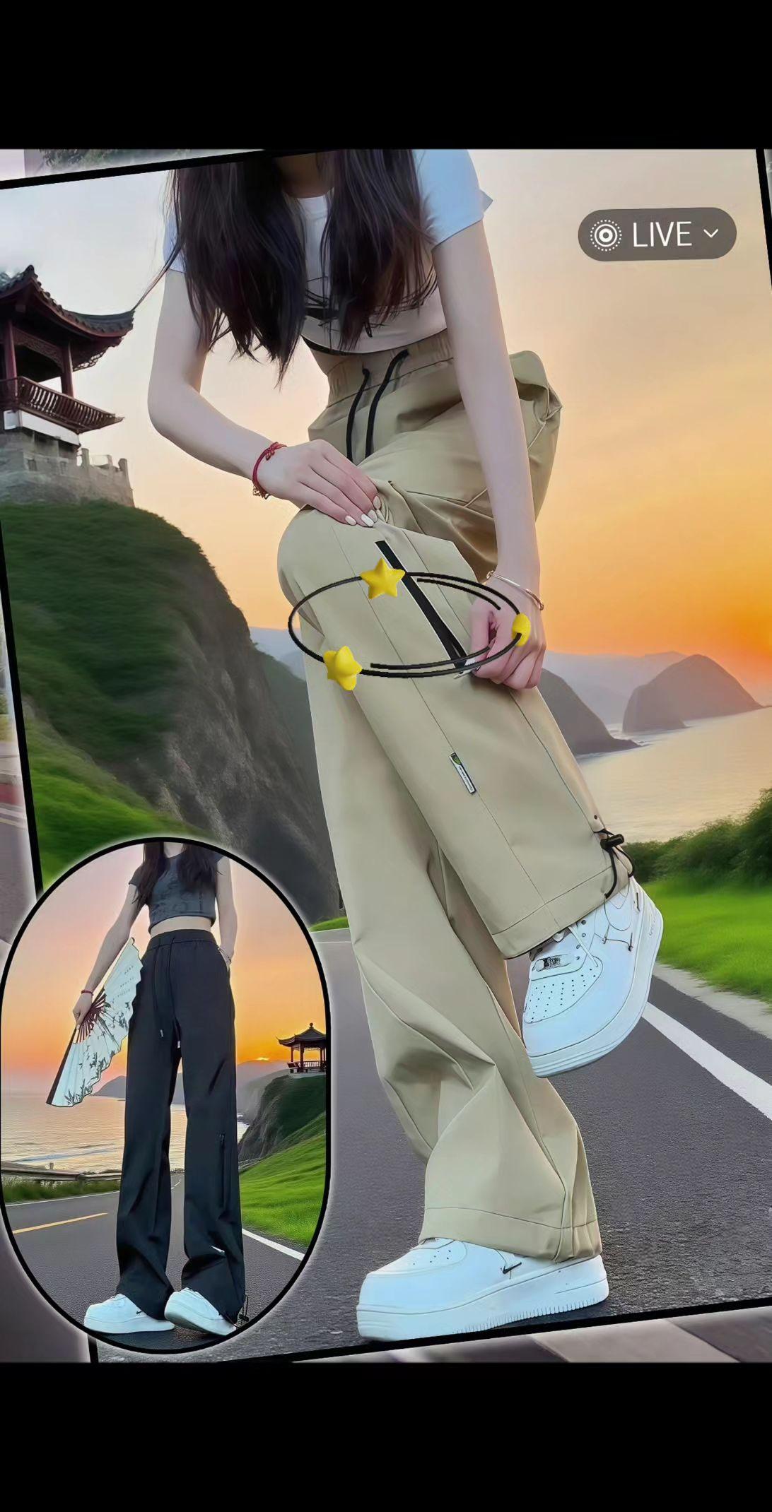 在海边公路的橘色黄昏里,她穿着这条卡其色阔腿裤,成了风景里的生动注脚。 起初是被它的设计戳中——抽绳腰头随性自在,侧边黑色拉链暗藏小心机,裤脚的绑带一系,是街头潮酷感;解开时,垂坠的面料随着步伐摇曳,又多了份慵懒。搭配短款上衣,把夏日的活力与随性揉在一起,连海风都忍不住多停留几秒。 从都市通勤到海边漫游,它像个百变伙伴,包容风格,也包容生活的每一种节奏。穿上它的瞬间,仿佛解锁了“舒适与时髦并存”的穿搭密码,让人忍不住想:原来一条裤子,真的能把日常过成带风的模样。#春秋穿搭 #冲锋裤男女同款 #休闲百搭 #好穿还显瘦的神裤推荐 #洋气减龄