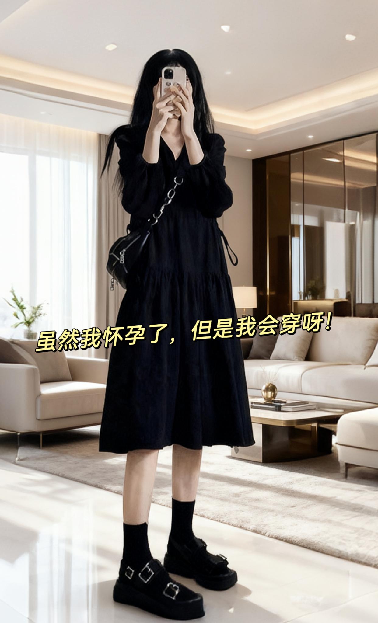 小孕妇无法拒绝的法式赫本风连衣裙!#晒晒我的秋日穿搭 #孕期穿搭 #秋冬穿搭 #穿搭不重样 #遮肉显瘦
